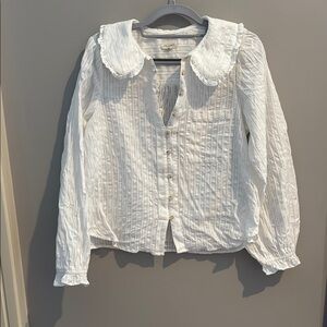 Off-White Kiera Button-Up Blouse with Ruffled Collar